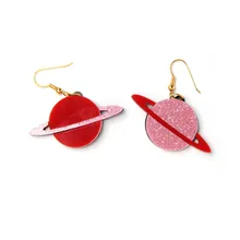 Ins estilo vermelho bling estrela brincos de gota acrílico moda balançar brincos legal lua redonda brincos para mulher menina