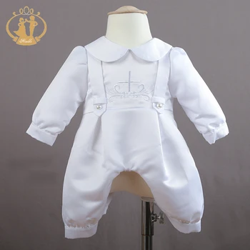 

Nimble Baby Boy Clothes Cotton Broadcloth Solid Full Sleeve Baby Set Newborns Clothes Baptism Dress Tops Roupa Infantil Baptism