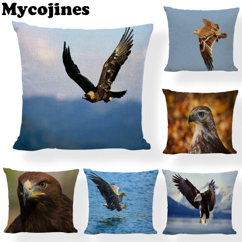 Fashion Pillow Cushion Cover HD Eagle Flying In The Sky And On Branches 45*45CM Pillowcase Decoration Home Living Room Sofa | Дом и сад