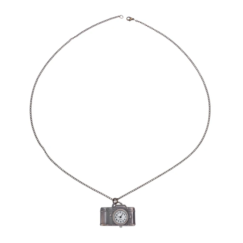 Античная бронзовая камера дизайн кулон карманные женские кварцевые часы ожерелье