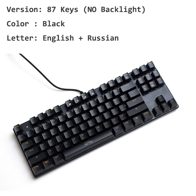 Механическая клавиатура ME TOO ZERO RGB подсветка русская/английская раскладка красный/синий/черный переключатель анти-ореолы игровая клавиатура - Цвет: 87 No light Black RU