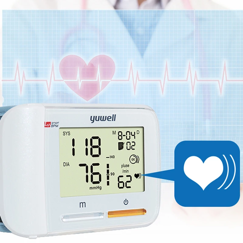  yuwell Wrist Blood Pressure Monitor Two Year Repair Large Digital LCD Portable Medical Equipment Ec