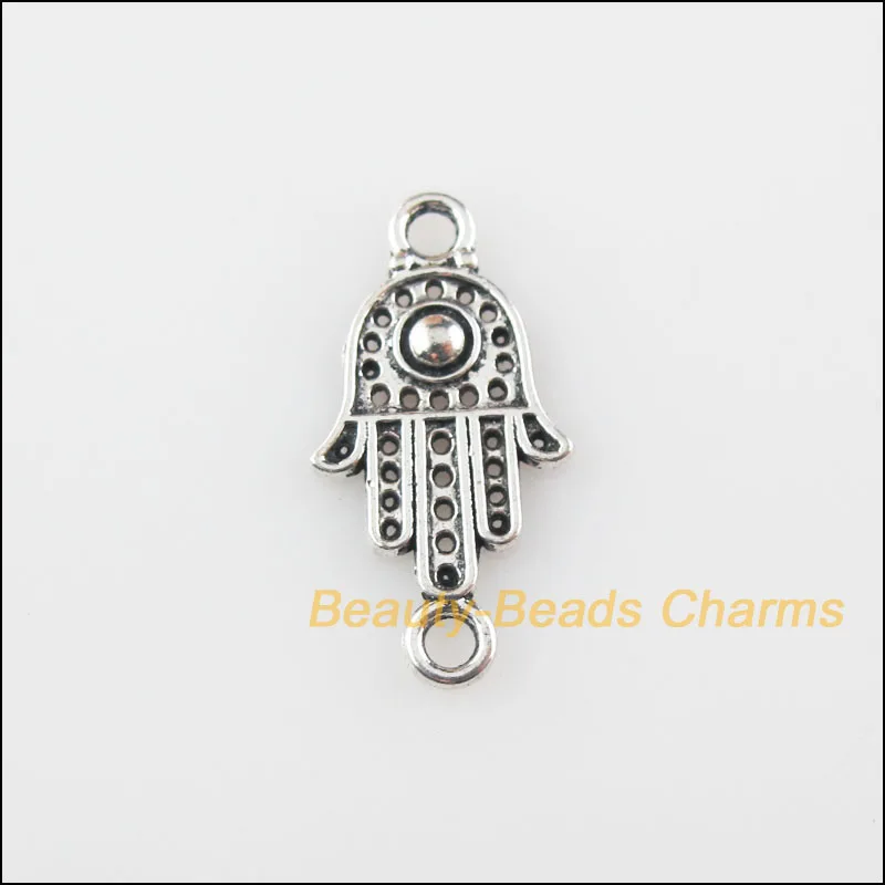 Модные 25 шт. Тибетский серебристый цвет ладонь Подвески Разъемы 10.5x20.5mm|Шармы| |