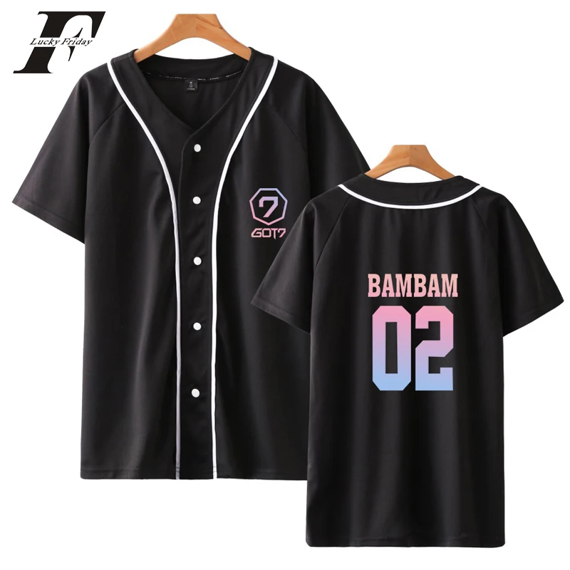 LUCKYFRIDAYF GOT7 летние бейсбольные хлопковые с коротким рукавом harajuku получили 7 костюм