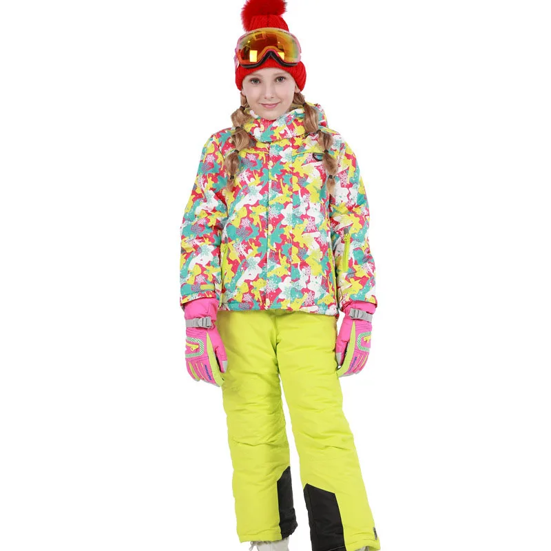 Boys Girls Children's Snow Ski Suits Outdoor Wear Hooded Jackets+Bandage Pants Kids Winter Warm Snowboard Ski Wear Costume - Цвет: 3