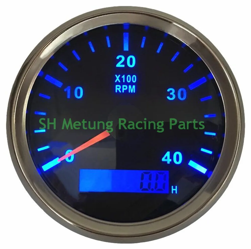 

1pc 85mm Rev Counter Instrument 0-4000RPM 316L Bezel Tachometers Waterproof with Blue Backlight Hour Meters for Car Truck Boat