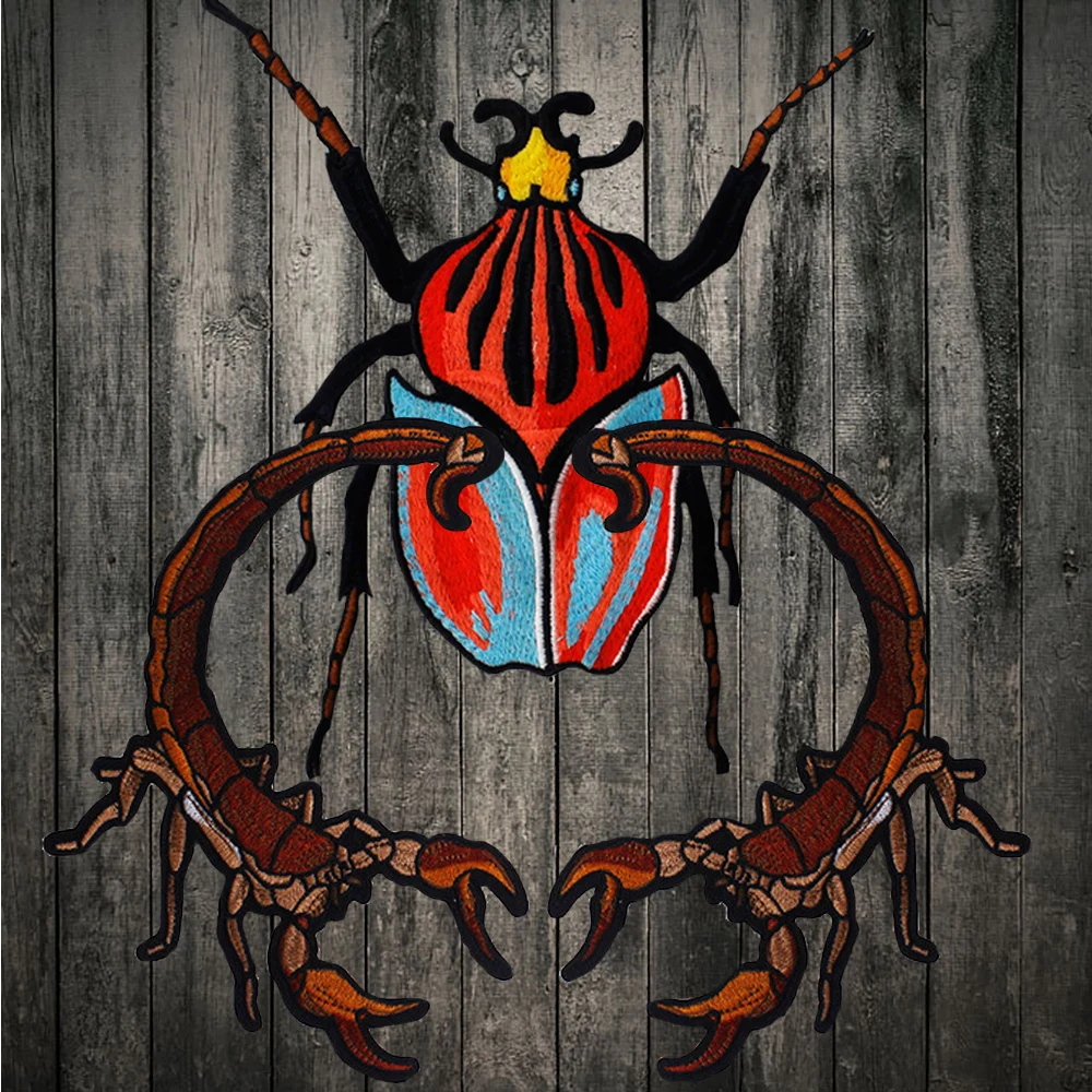 

1Set Ladybug Design Fabric Patches Scorpion Fabric Patches Embroidery Iron on Stick Applique Embossed Clothes Jacket Decorated