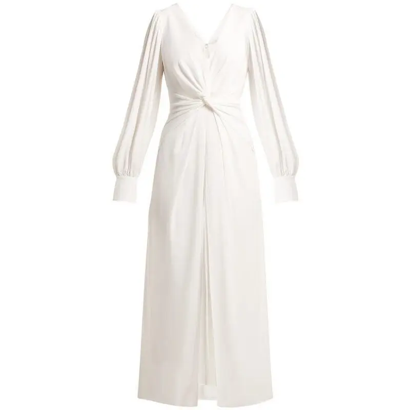 Высокое качество, сексуальное Белое Элегантное Длинное платье, ночная рубашка с рукавом-фонариком, модные женские праздничные платья для встречи выпускников