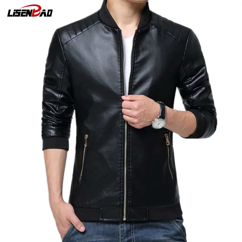 hot sale 2017 new men s leather jacket catwalks shall Slim Motorcycle PU leather Coat high