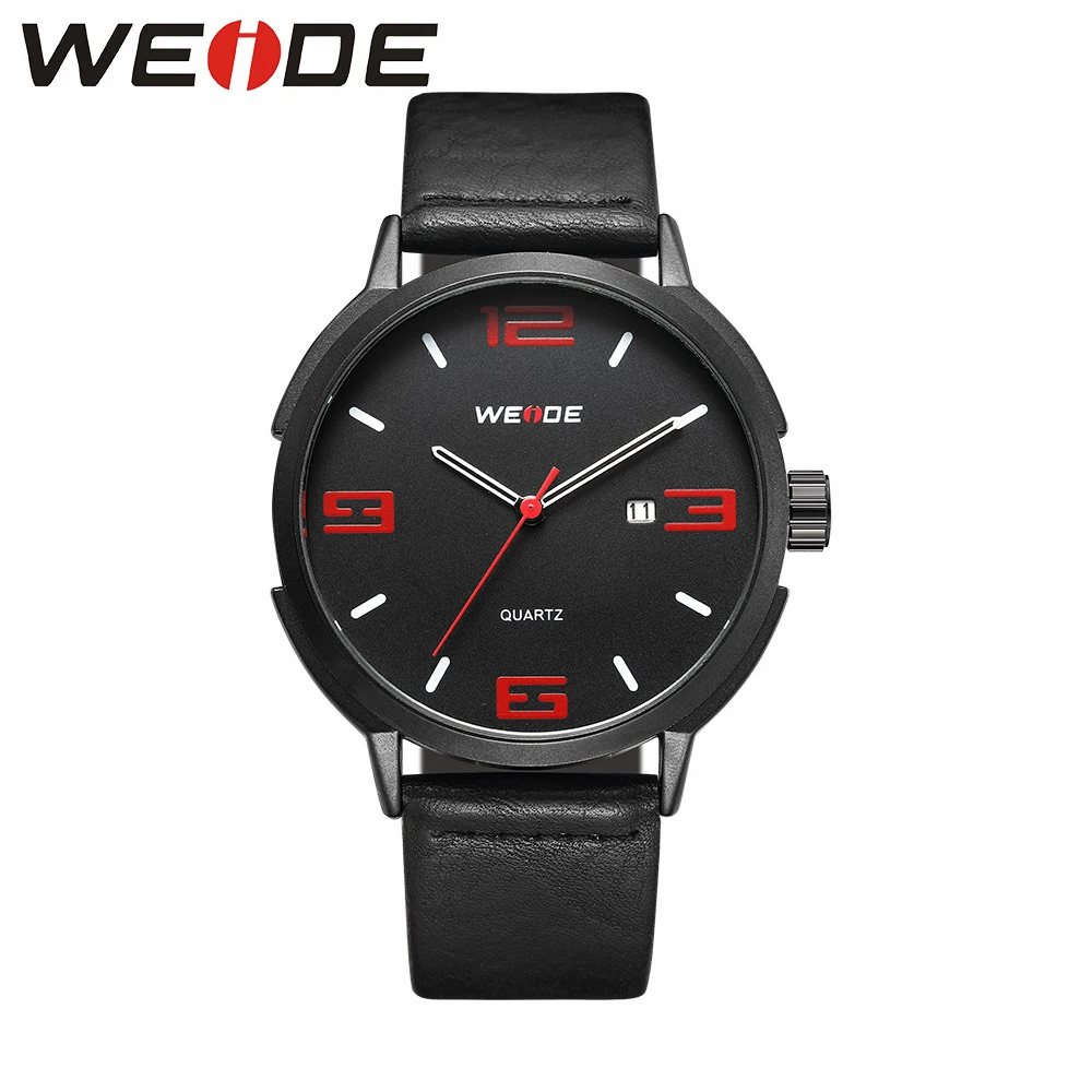 

WEIDE Relogio Masculino 2019 Men Quartz Watch Sport Wristwatch Leather Strap Mens Reloj Complete Calendar Watches Homme Clock