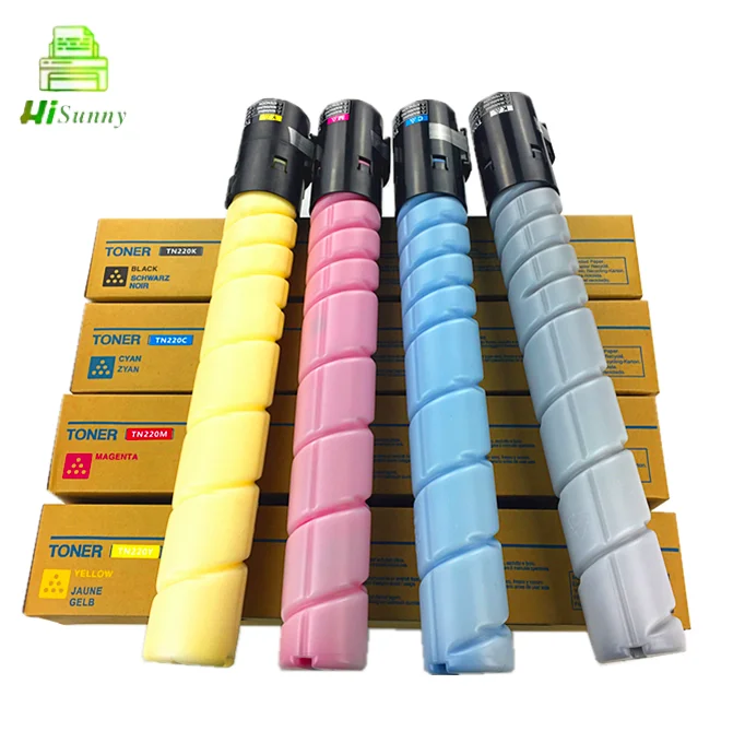 49.99usd for 1pcs Black for 520G 29K color for 430G 26K TN220 CMYK For Konica Minolta Bizhub C220 C221 221S C280 C281 C319 C360 C7122 Color Toner Cartridge