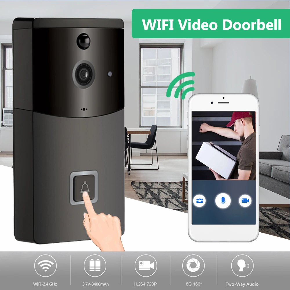

IP Video Intercom Wifi Doorbell Intercom IP Camera Battery Power Audio SD Card Slot Outdoor Security Door Camera