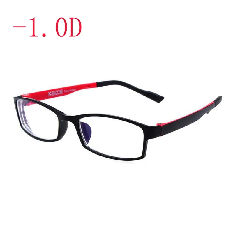 Готовые Очки для близорукости близорукие зеркальные красные или черные модные пластиковые оправы линзы для близорукости градусов-1-1,5-2-2,5-3-3,5-4 - Цвет оправы: myopia 100