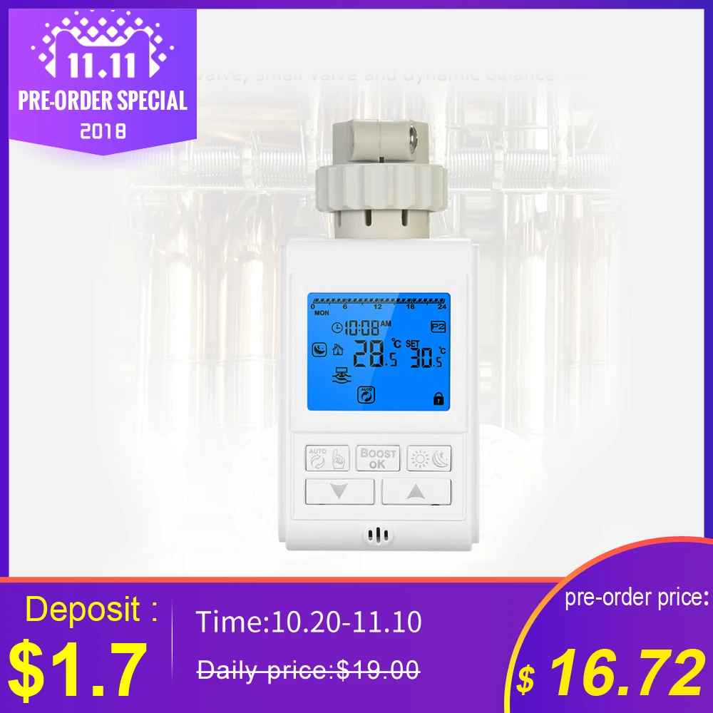 

Thermoregulator Timer TRV Thermostatic Radiator Valve Actuator Thermostat for Heater Radiator Room Temperature Controlling