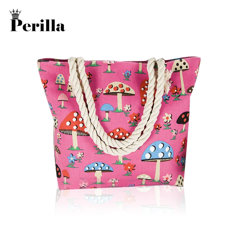 

Perilla Women Shoulder Handbags Shopping Bag Beach Handbag New Fashion Canvas Bag Wild Rough Floral Messenger Bags Beach Bag