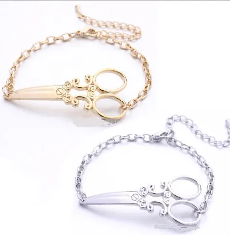 Large Size Scissors Shaped bracelets in gold and sivler_conew1