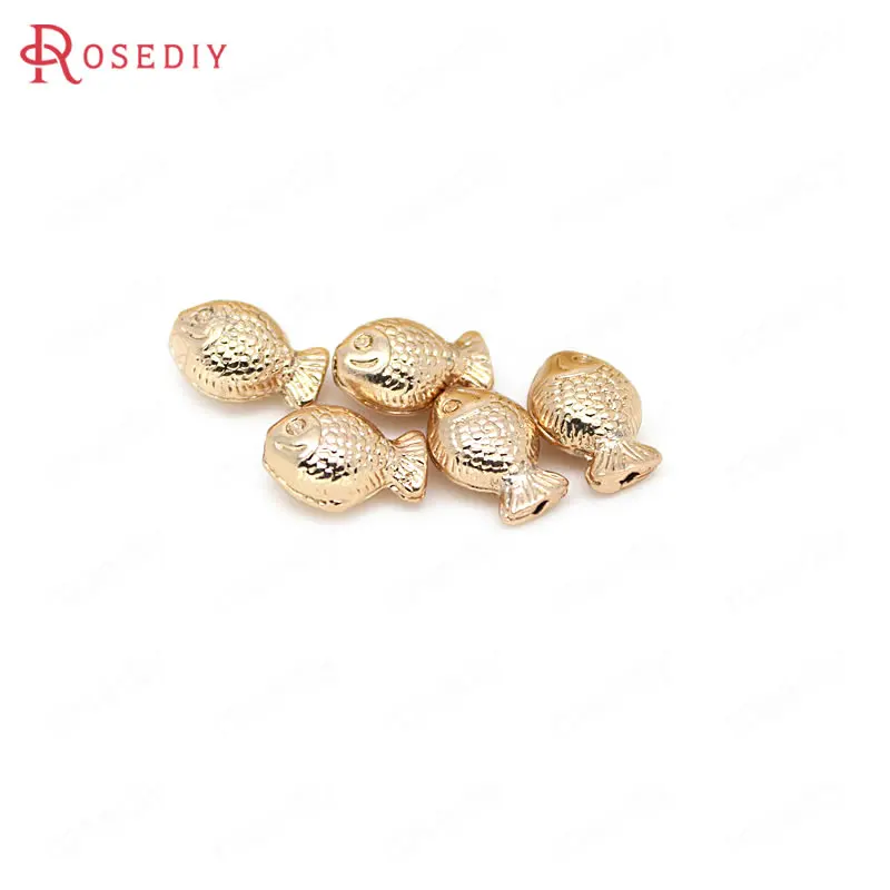 

6PCS 13.5x9MM 24K Champagne Gold Color Plated Brass Small Fish Spacer Beads High Quality Diy Jewelry Accessories
