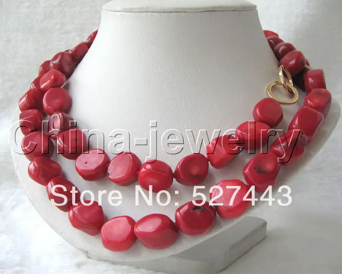

Wholesale free shipping >>Beautiful 33" natural 17mm red coral necklace