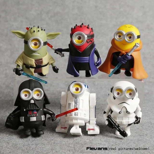 

Minion Cos Star Wars Yoda Darth Maul Darth Vader R2-D2 Stormtrooper Obi-Wan 10cm PVC Action Figure Model Toys Gifts Collection