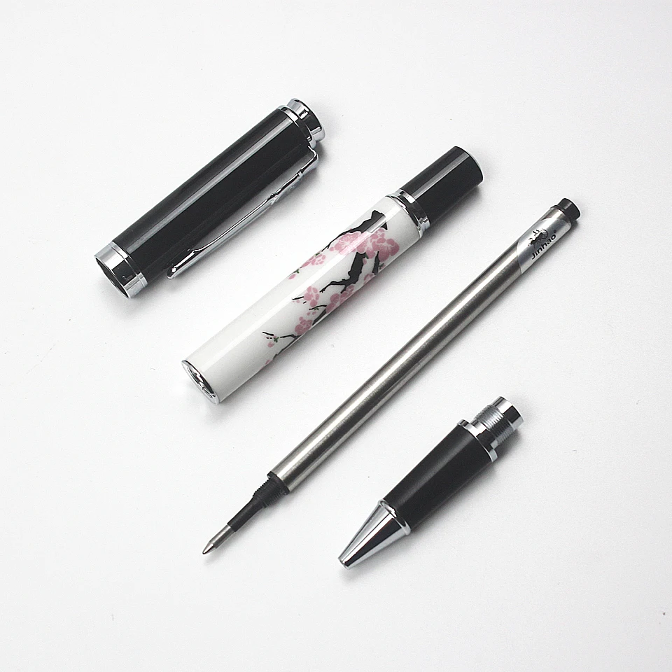 Jinhao 8802 Роскошная авторучка/Шариковые ручки 0,7 мм Металл+ керамика слива цветок синие и черные чернила для Бизнес офиса подарочная ручка