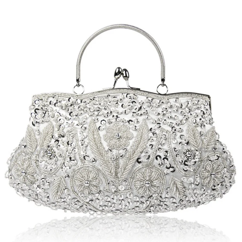 

Fashion Women Evening Bag Clutch Ladies Beaded Embroidered Wedding Party Bridal Handbag Banquet Chain Shoulder Bags Rhinestone