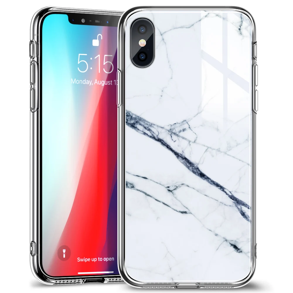 ESR мраморная окрашенная задняя крышка из закаленного стекла для iphone XS XR XS MaxFull covering Ice Crystal, чехлы из закаленного стекла