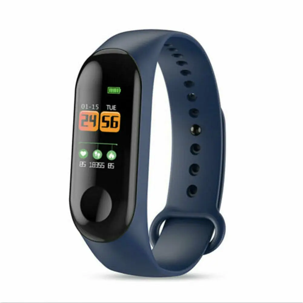 M3s Bluetooth Smart watch Heart Rate Blood Pressure Monitor Fitness Activity Tracker Sports Smart Band Wristbands Phone Mate - Цвет: Синий