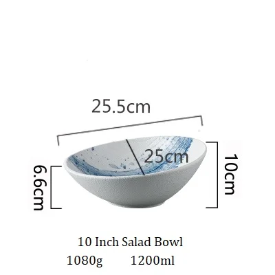 NIMITIME, западный стиль, керамическая овальная миска для риса, Салатница, фруктовое блюдо, чашка для воды, кофейная чашка, набор посуды - Цвет: 10 Inch Salad Bowl