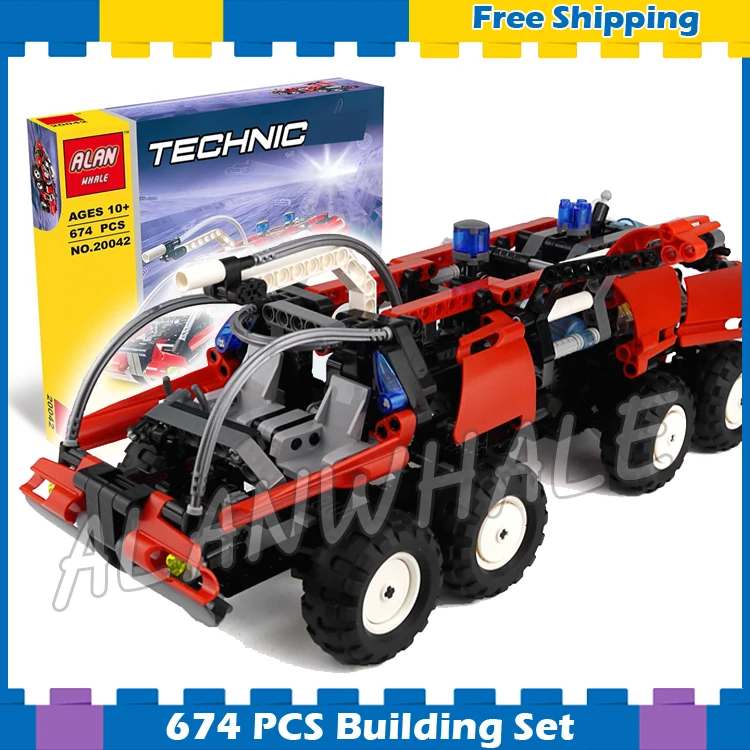 

674pcs Techinic Airport Fire Rescue Truck Vehicles Steering Mechanism 20042 Model Building Blocks Gifts Set Compatible With