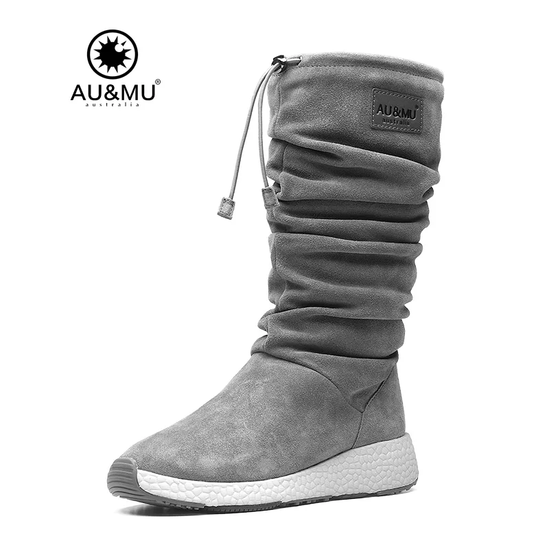 

2018 AUMU Australia Folding Leather Suede Winter High Boots NY739