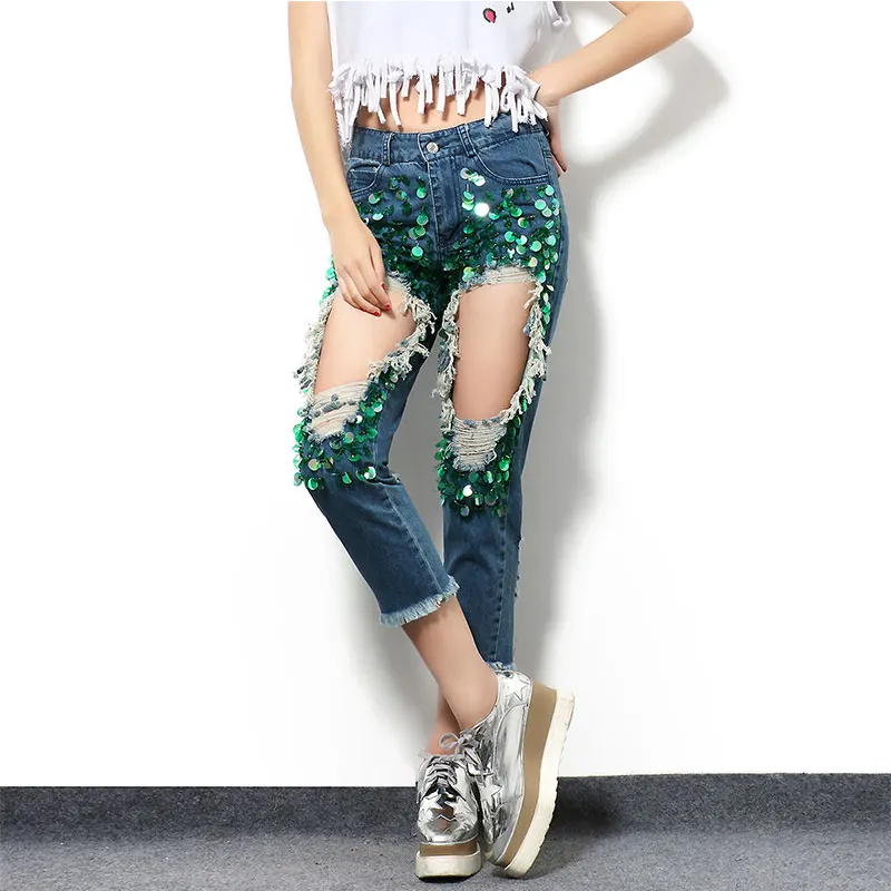 Buy 2016 Summer Street Style Big Hole Blue Jeans Women