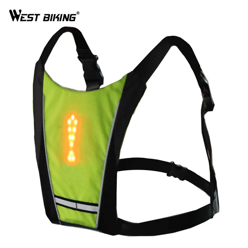 

WEST BIKING LED Wireless Safety Vest Night Warning Light Vest Riding Running Backpack Pilot Lamp Turn Signal Light Safety Vests