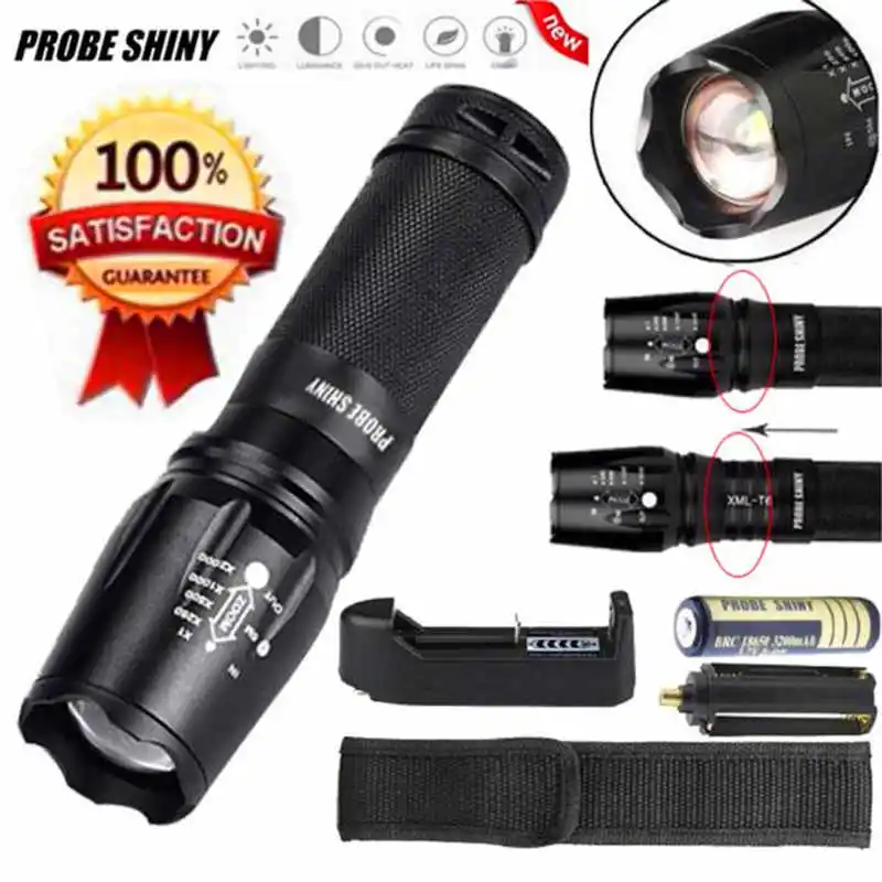 torch flashlight t6 led flashlight 18650 Zoom Flashlight X800 Military Lumitact Torch rechargeable pointer Charge #4S11 (2)