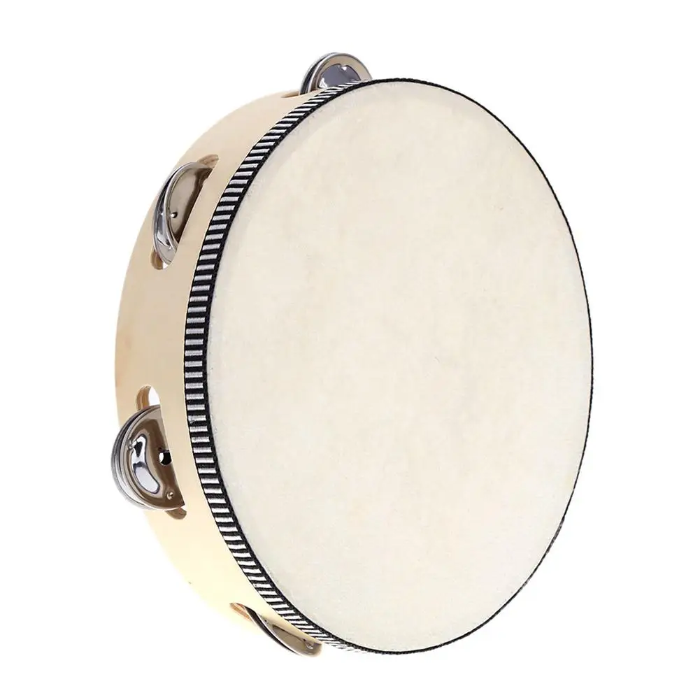 

Dragonpad 8" Hand Held Tambourine Drum Bell Birch Metal Jingles Percussion Tambourine Musical Educational Toy