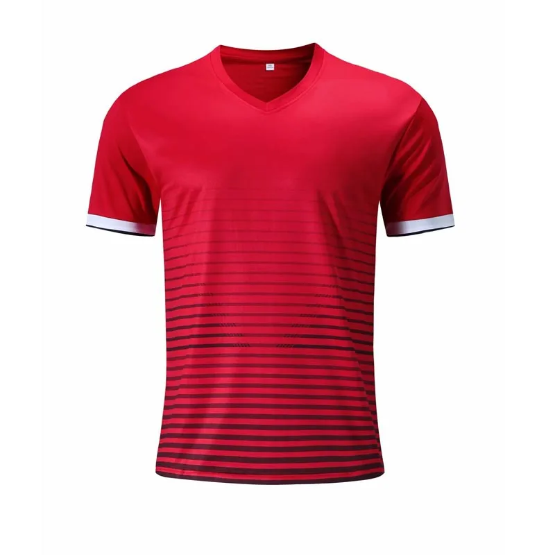 Мужские футбольные майки для взрослых мальчиков, тренировочные майки, дышащие быстросохнущие футболки для футбола, одежда для бега с коротким рукавом на заказ - Цвет: 8053 Red