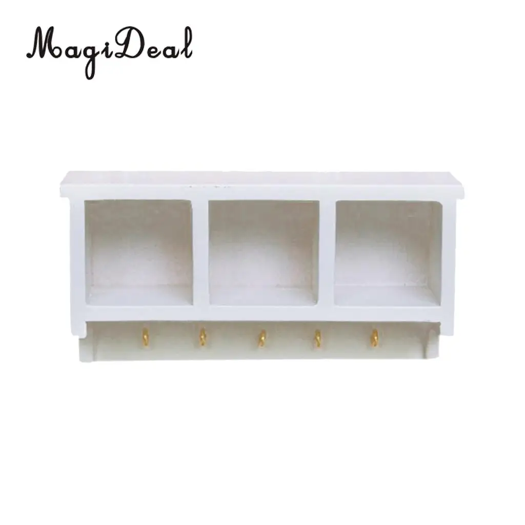 1:12 Scale Dolls house White Miniature Wood Kitchen Wall Rack Hanger Hooks Furniture Ornaments