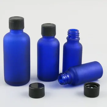 

360 x 5ml 10ml 15ml 20ml 30ml 50ml 100ml Essential Oil Frosted Blue Glass Bottle with Plastic Black Cap For Liquid Cosmetic