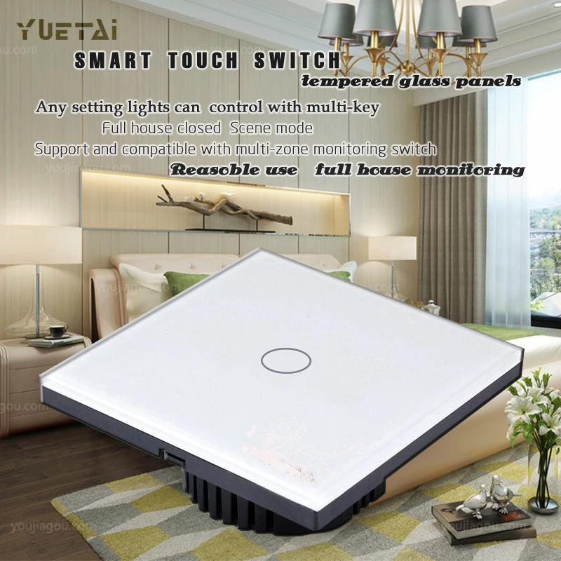 UK VERSION Tempered Glass Touch Wall Light Switch 100V-240V Smart Home | Обустройство дома