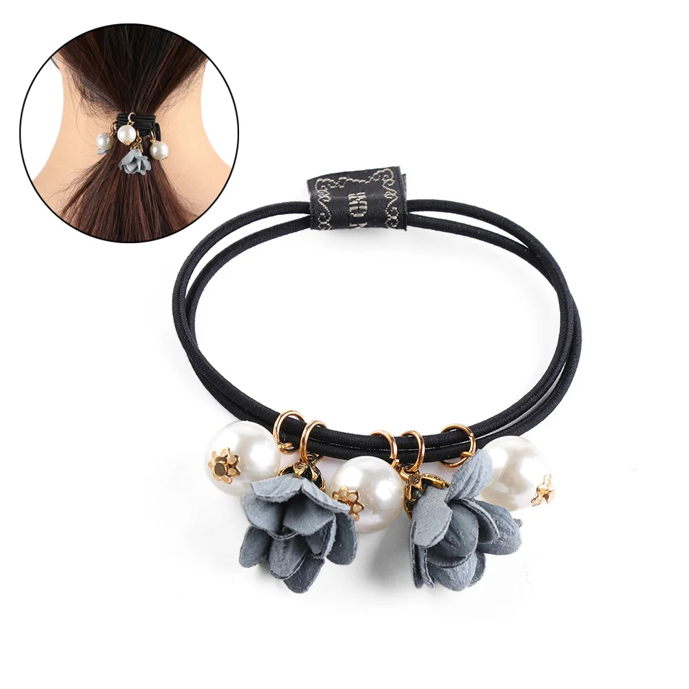 

1 Pcs Fashion Flower Simulated Pearls Elastic Hair Bands For Girls Rope Ponytail Holder Hair Styling Accessories Scrunchy