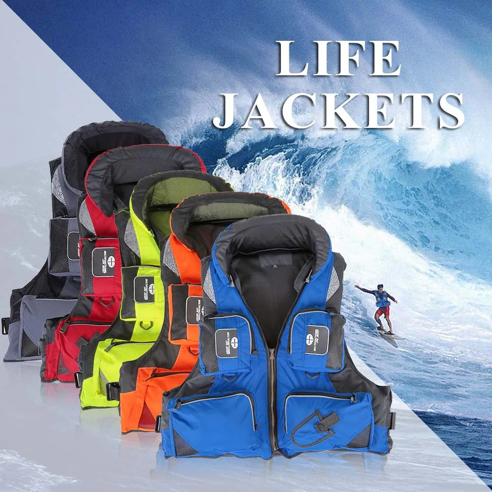 

Outdoor Fishing Life Vest Men Adjustable Mutil-Pocket Packs Swimming Life Jacket Safety Waistcoat Survival Utility Vest on sale