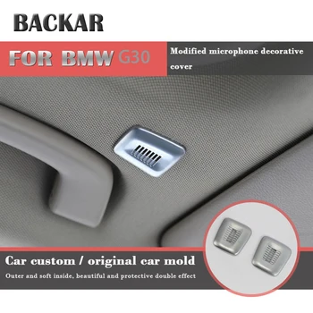 

Backar Car Makeup Mirror Bright Rear Reading Lights Frame Microphone Decorative Cover Stickers For BMW G30 5 Series 2017 2018