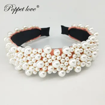 

2019 Pearl Headband Full pearl hair band for Women Fashion Korean Style Women Vintage Accessories Pearl Hairband