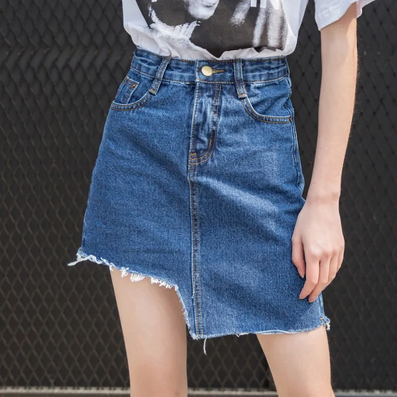 EXOTAO Fashion Denim Skirts Women Skirts High Waist Irregular Falda