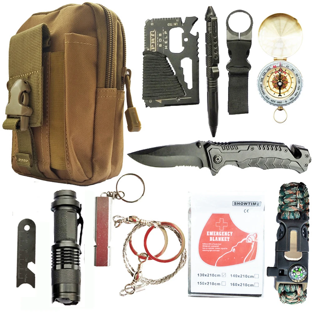

12 in 1 survival kit Set Outdoor Camping Travel Multifunction First aid SOS EDC Emergency Supplies Tactical for Wilderness