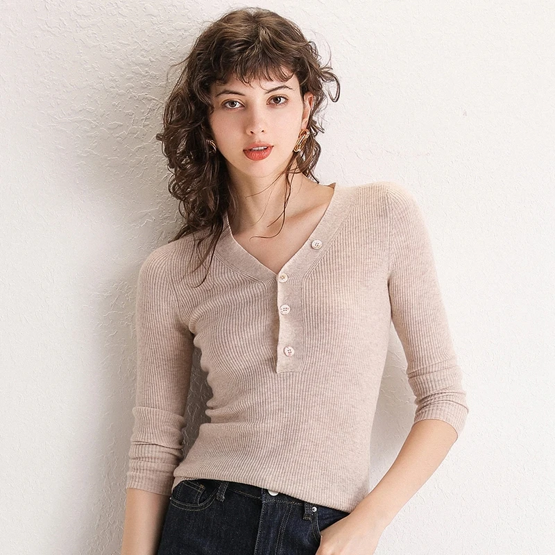 

Women 100% Cashmere Pullover 2019 New Arrival V-neck Elasticity Sweater Female Warm Soft Basic Jumper Solid Slim Pull Femme