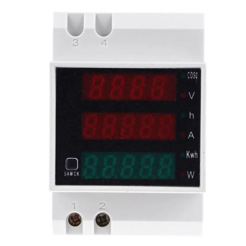 

Dual LED Display Din Rail Voltmeter Ammeter Range AC 80-300V 0-100A Digital Multimeter Voltage Current Energy Meter