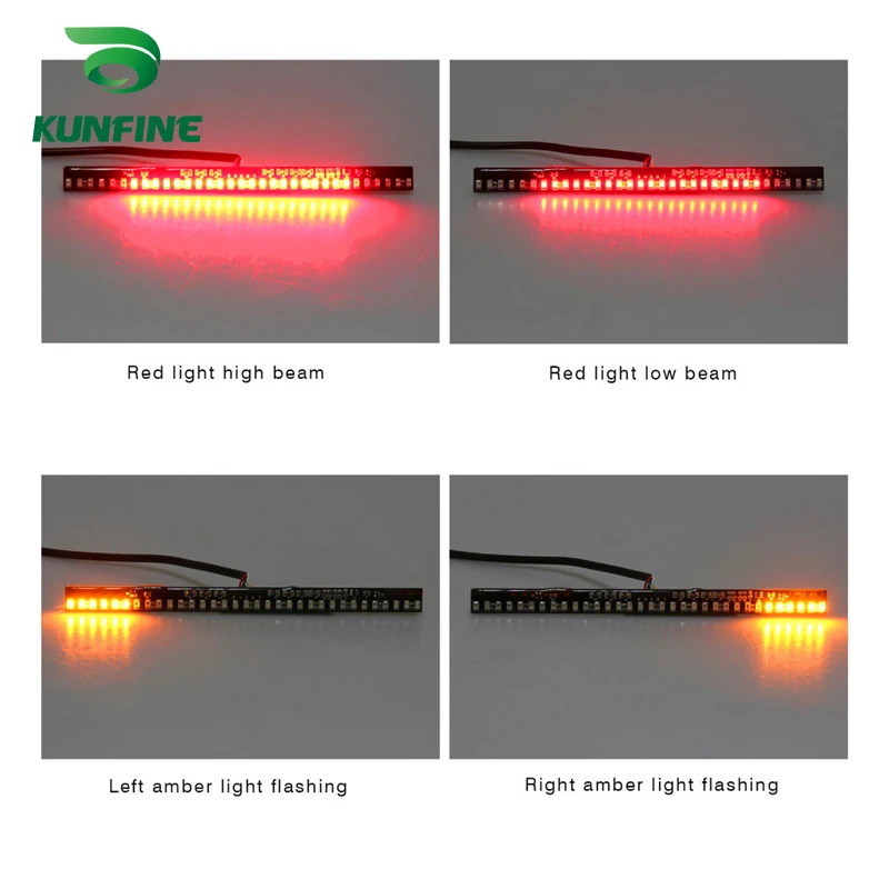 KUNFINE 4PCS Universal Motorcycle LED Turn Signal Indicators light Blinkers Flexible Bendable Amber Light 3 (9) L
