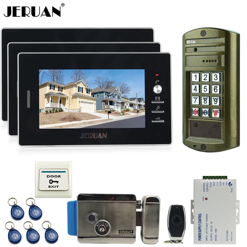 

Home Wired 7 inch Video Doorbell Intercom Door Phone System kit NEW Metal Waterproof Access Password keypad HD Mini Camera 1V3