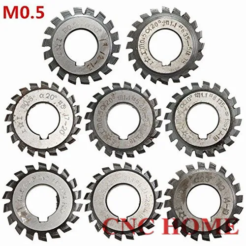 

Free Shipping 8PCS HSS Gear Cutter Module M0.5 N01-NO8 16mm Angle 20 Milling cutter Milling machine tool
