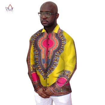 

Men Printed Shirt Long Sleeve Casual Fashion Africa Style Tops Clothing WYN155